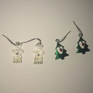 Holiday Dangle Earrings- Reindeer & Trees